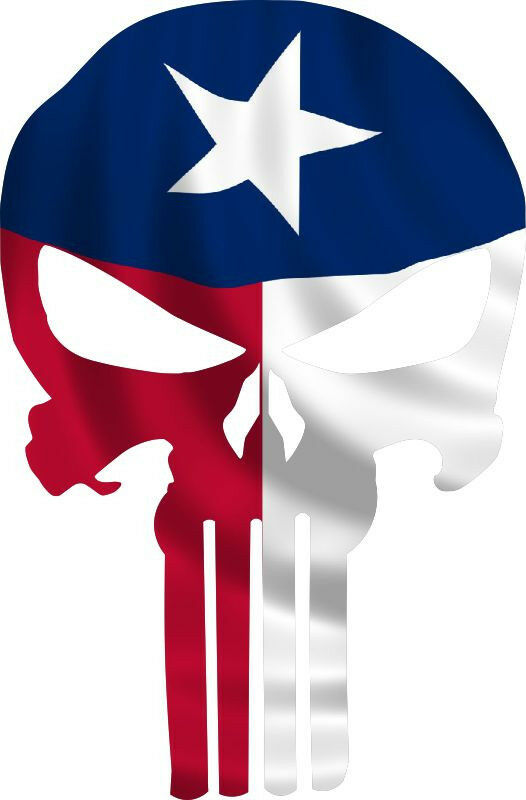 Punisher Skull Texas Flag Window Decal Sticker Graphic - Multiple Sizes - Powercall Sirens LLC