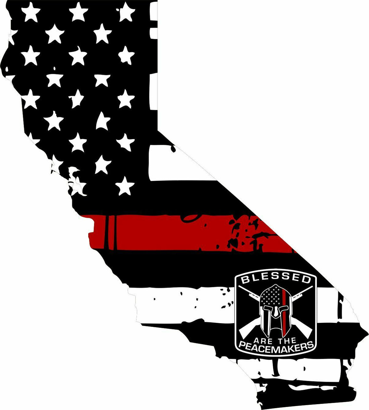 Thin Red line decal - State of California Peacemakers Decal - Various Sizes - Powercall Sirens LLC