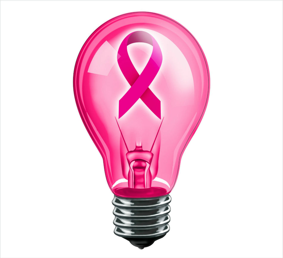 Pink Breast Cancer Awareness Decal Light Bulb Cancer Ribbon Sticker - Free Ship - Powercall Sirens LLC