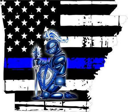 Thin Blue line decal - State of Arkansas Kneeling KNIGHT Decal - Various Sizes - Powercall Sirens LLC