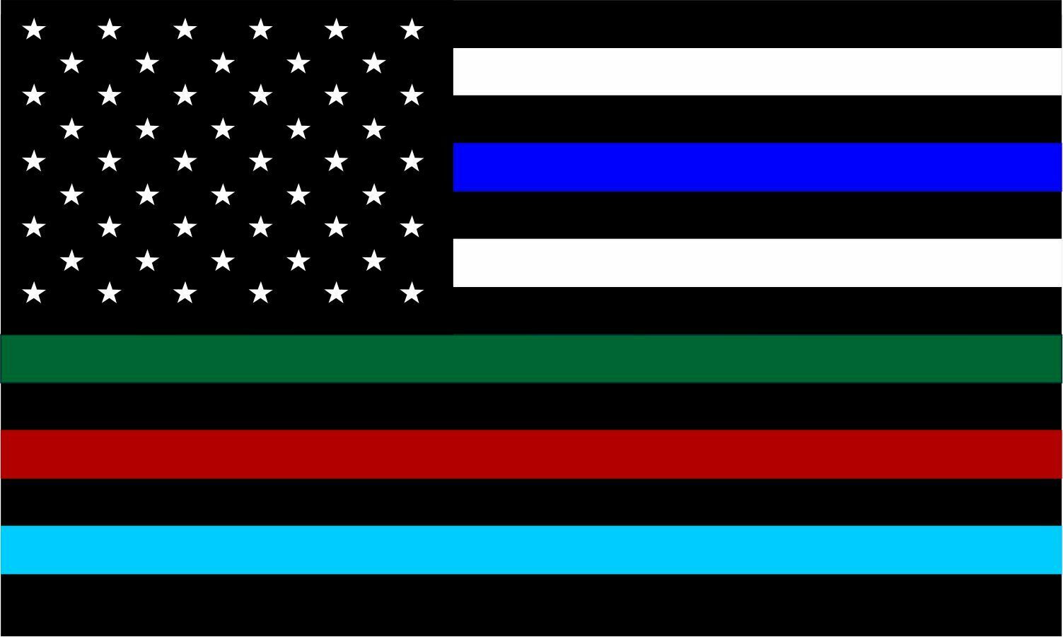 Thin Blue Line Decal - USA Flag Fire, Police, Nurse, Military Flag Decal - Powercall Sirens LLC