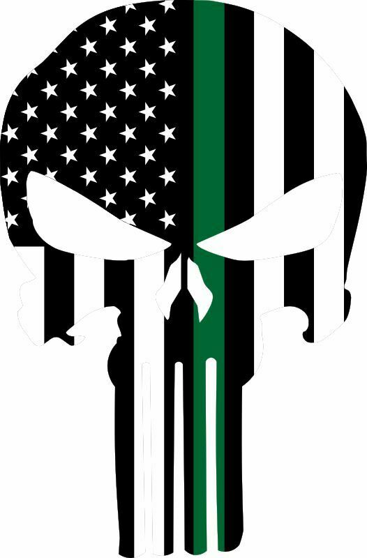 Thin Green Line Punisher Flag Decal NON Distressed - Various Sizes and Materials - Powercall Sirens LLC