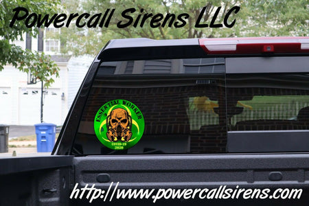 Essential Worker Sticker - Green Hazmat/Radioactive Skull Decal - Various Sizes - Powercall Sirens LLC