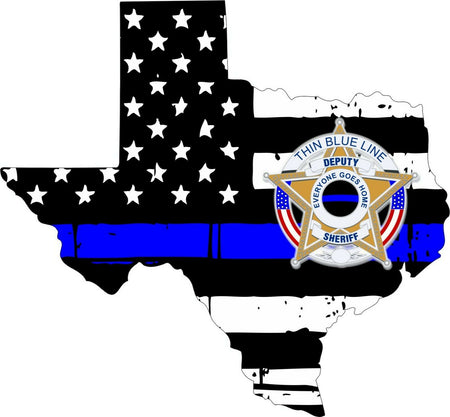 Thin Blue line decal - State of Texas DEPUTY SHERIFF Decal - Various Sizes - Powercall Sirens LLC