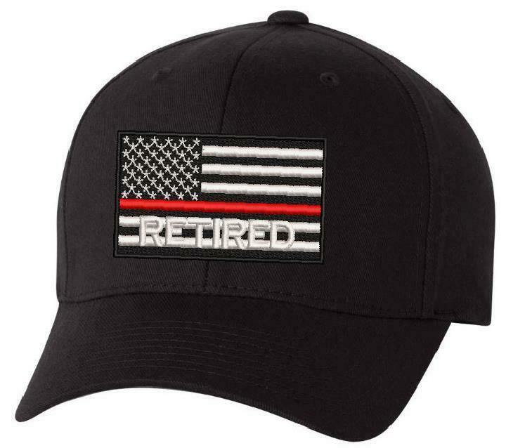 Thin RED Line Retired USA Flag Embroidered Hat - Firefighter Hat Free Shipping - Powercall Sirens LLC
