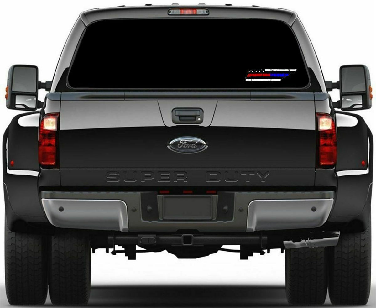 Thin Blue Red line decal - State of Tennessee Tattered Flag Decal Various Sizes - Powercall Sirens LLC