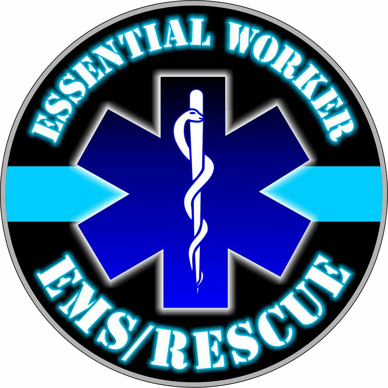Essential Worker Decal - Police Officer Hardhat/Window Sticker - Various sizes - Powercall Sirens LLC