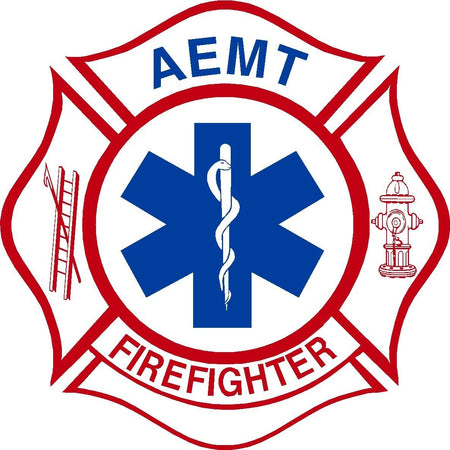 Firefigher EMT Exterior Window Decal Firefighter AEMT - Various Sizes - Powercall Sirens LLC