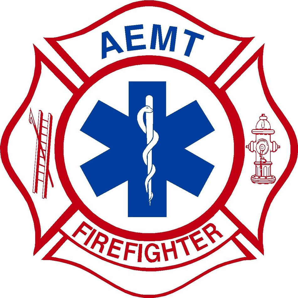 Firefigher EMT Exterior Window Decal Firefighter AEMT - Various Sizes - Powercall Sirens LLC