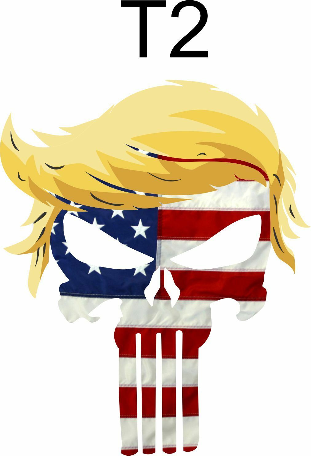 TRUMP PUNISHER USA with hair window decal bumper sticker funny pro USA NRA - Powercall Sirens LLC