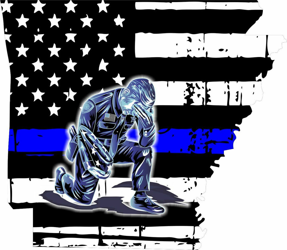 Thin Blue line decal - State of Arkansas Kneeling Knight Decal - Various Sizes - Powercall Sirens LLC