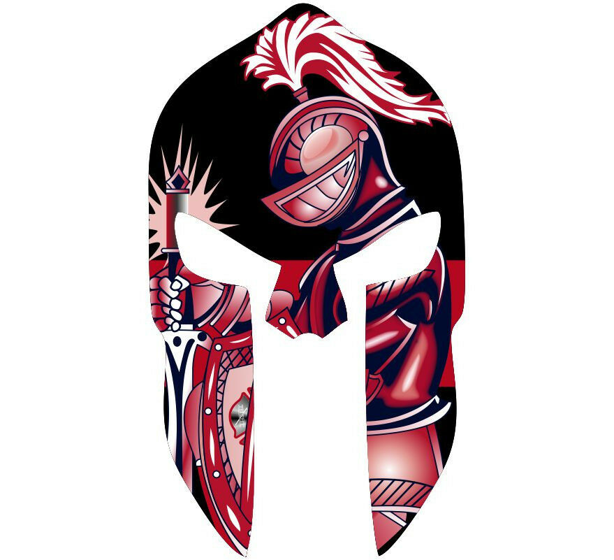 Red Kinght decal - Spartan Head Red Kinght - Various Sizes - Powercall Sirens LLC