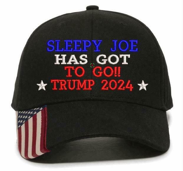 Sleep Joe Has Got to Go Trump 2024 Embroidered USA300 Hat with Flag Brim - Powercall Sirens LLC