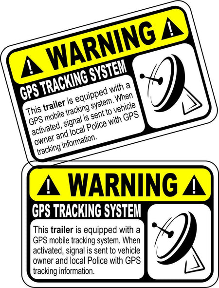GPS Anti Theft TRAILER Security System Warning Alarm Sticker Track Decal X 2 - Powercall Sirens LLC