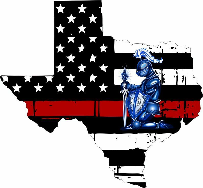 Thin Red Line line decal - State of Texas KNEELING KNIGHT Decal - Various Sizes - Powercall Sirens LLC