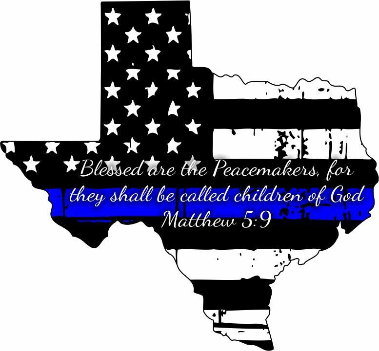 Thin blue line Texas decal - Blessed are the Peacemakers Matthew 5:0 Decal - Powercall Sirens LLC