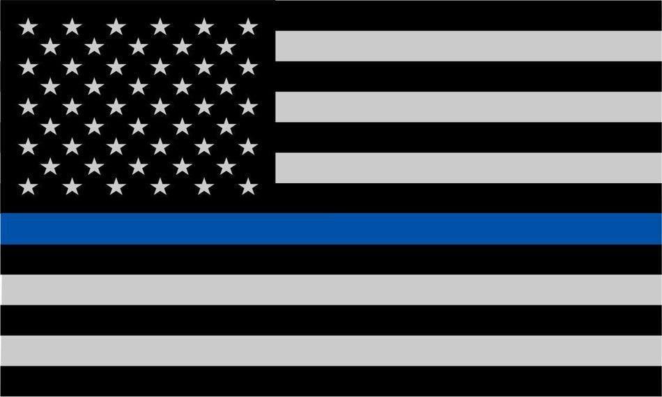 Police Officer Thin Blue Line reflective American Flag - Powercall Sirens LLC