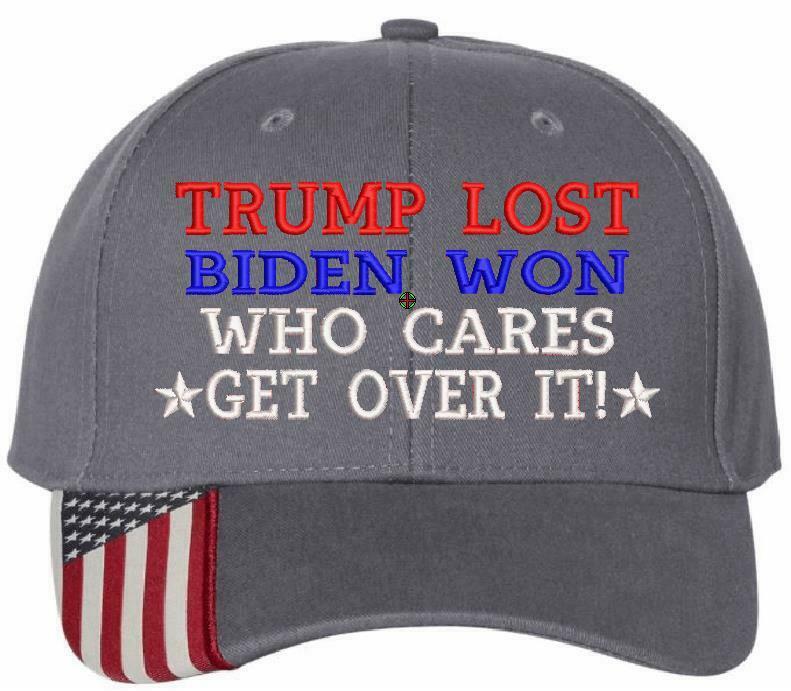 Joe Biden Won Trump Lost WHO CARES get over it Adjustable USA300 Embroidered Hat - Powercall Sirens LLC