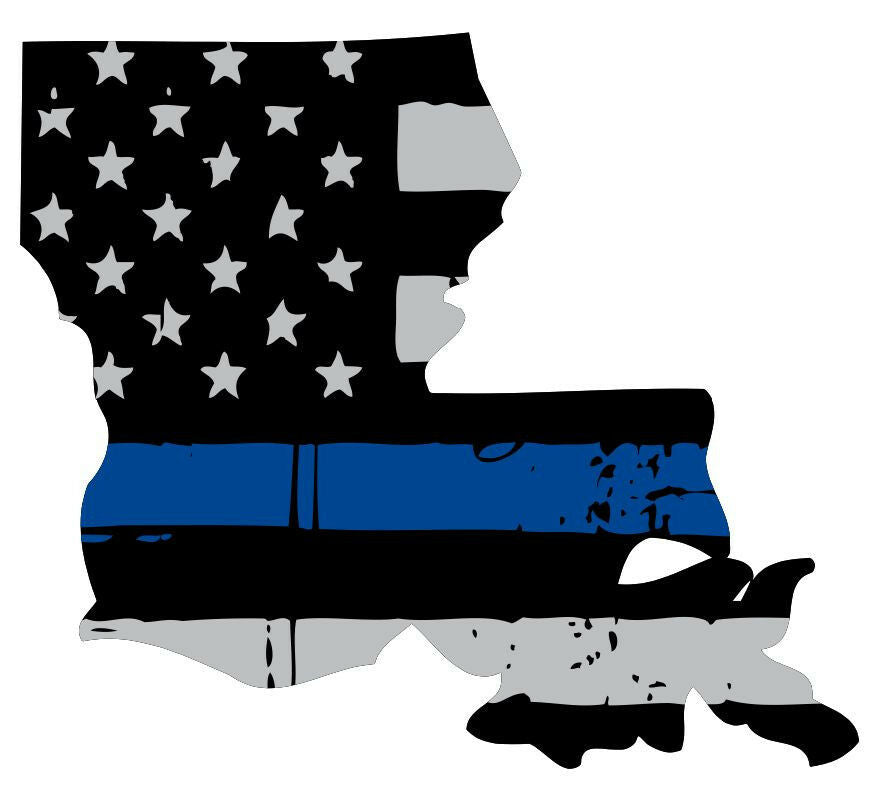 Thin Blue Line Decal - State of Louisiana window vinyl sticker - Various Size - Powercall Sirens LLC
