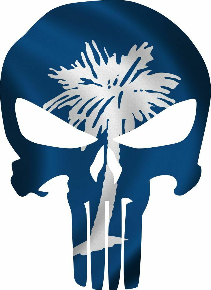 Punisher Decal South Carolina Flag Vinyl Decal - Various Sizes ships free - Powercall Sirens LLC