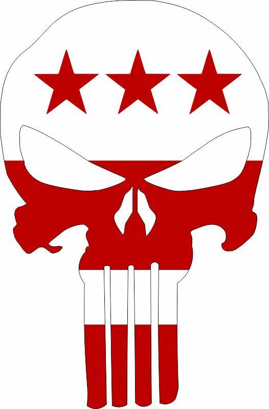 Punisher Skull Washington DC Flag Exterior Window Decal - Various Sizes - Powercall Sirens LLC