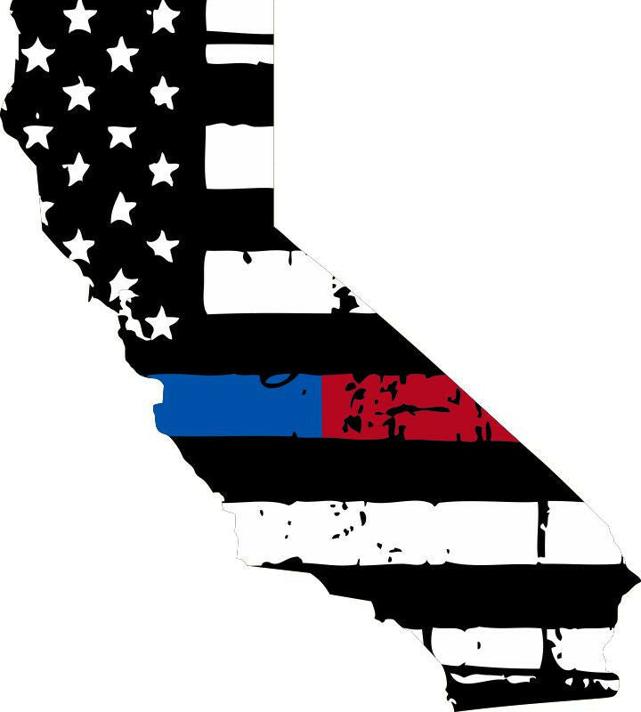 Thin blue red line decal - State of California Tattered Flag Decal - Powercall Sirens LLC