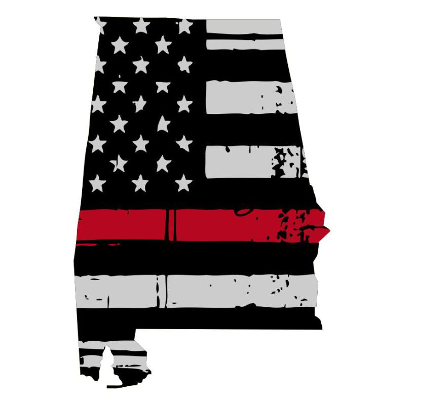 Alabama Tattered Flag Red Line Decal