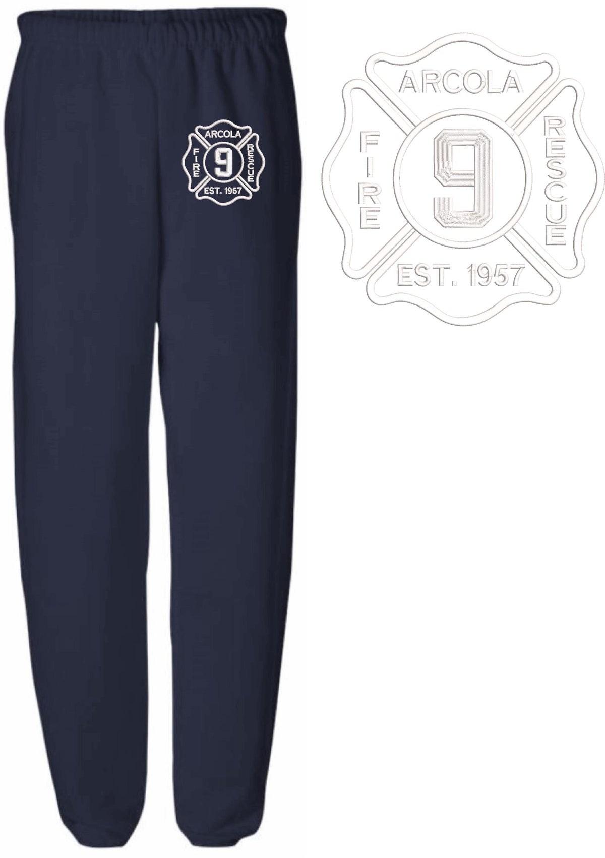 Arcola Vol. Fire & Rescue Embroidered Sweatpants - Powercall Sirens LLC