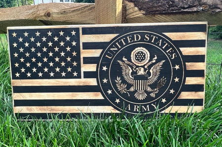 United States Army USA Flag Handmade 23" x11" Flag Sign - Powercall Sirens LLC