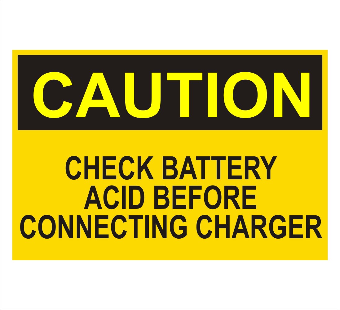 Check Battery Acid Caution Sign Decal