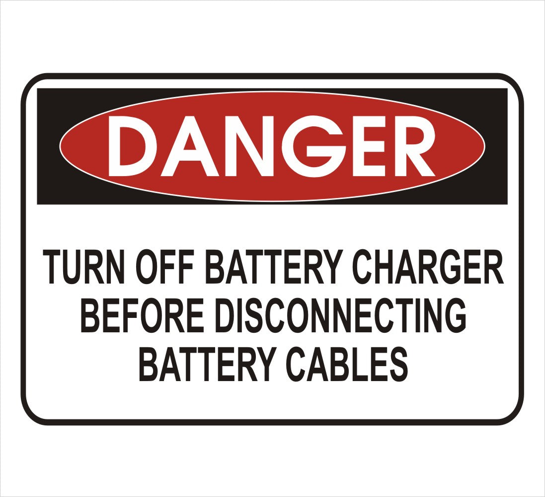 Turn off Battery Charger Danger Decal