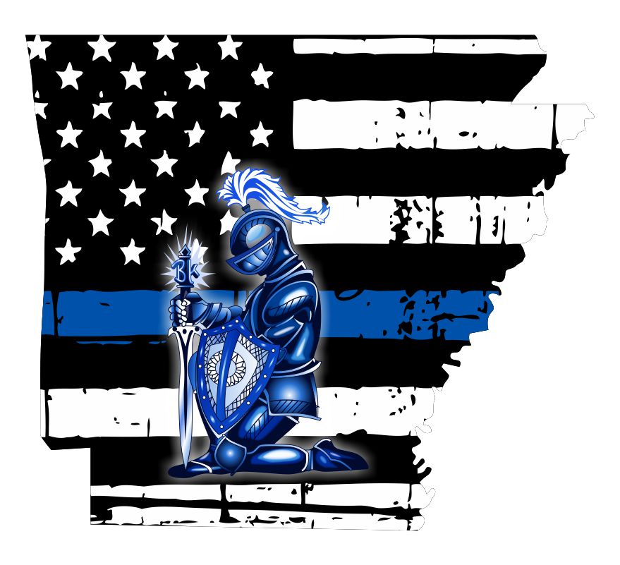 Arkansas Blue Thin Line Kneeling Knight Decal