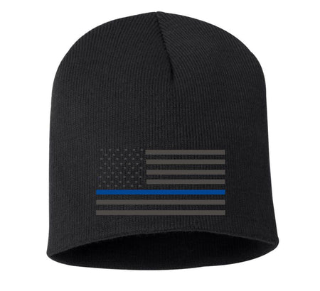 Thin blue line USA Flag Beanie Winter Hat