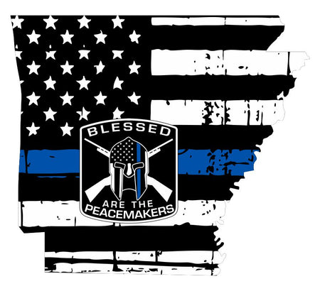 Arkansas Blue Thin Line Blessed Are The Peacemaker Decal