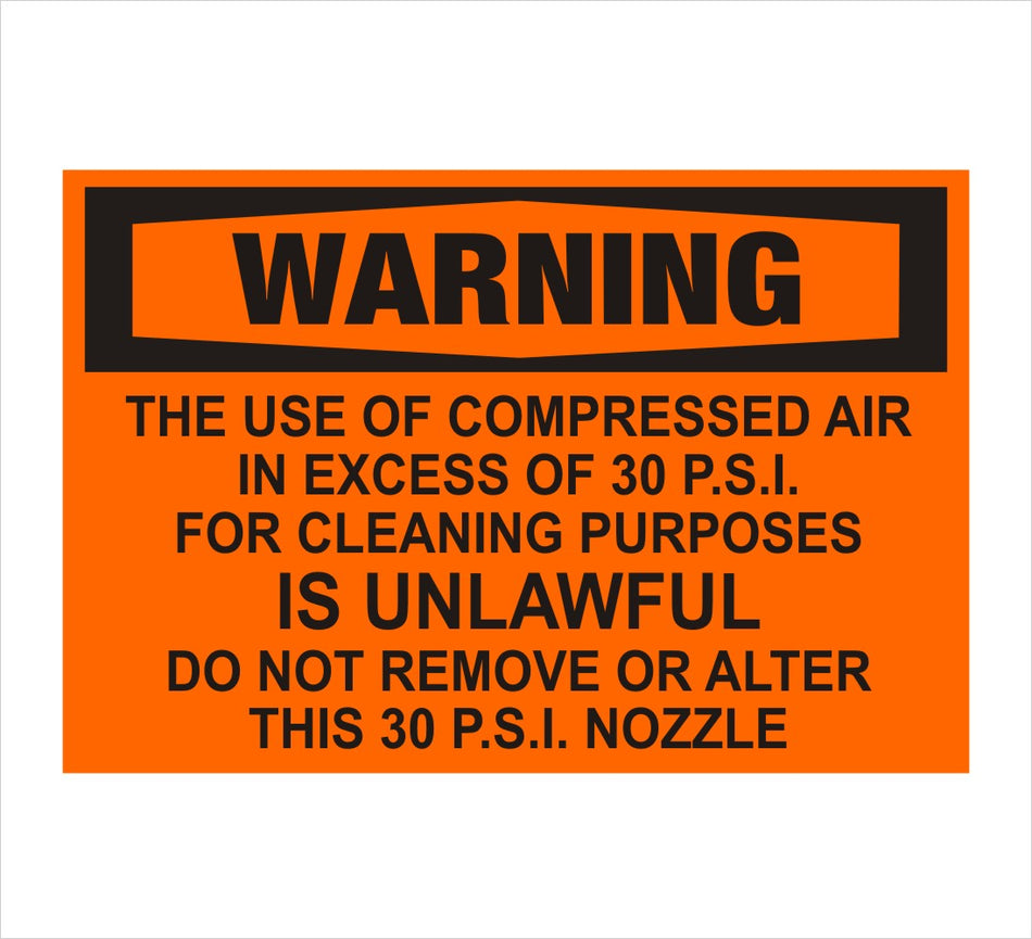 P.S.I. Level for Cleaning Warning Decal