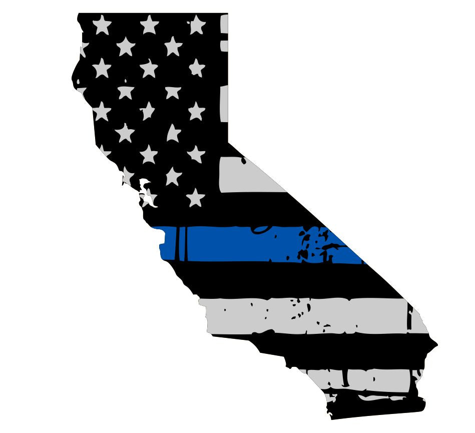 California Tattered Flag Blue Line Decal