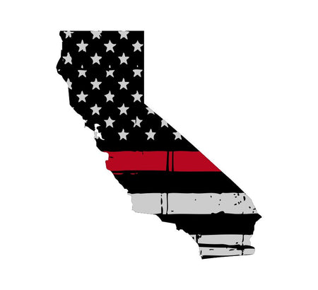 California Tattered Flag Red Line Decal