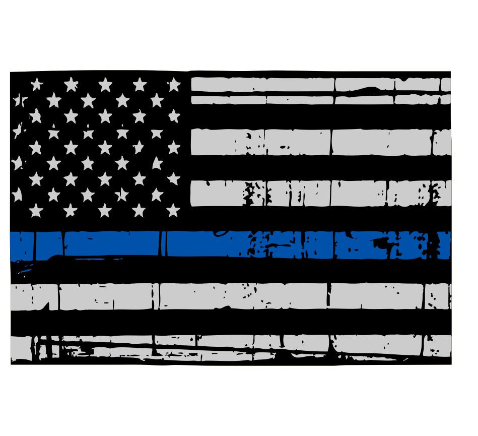 Colorado Tattered Flag Blue Line Decal