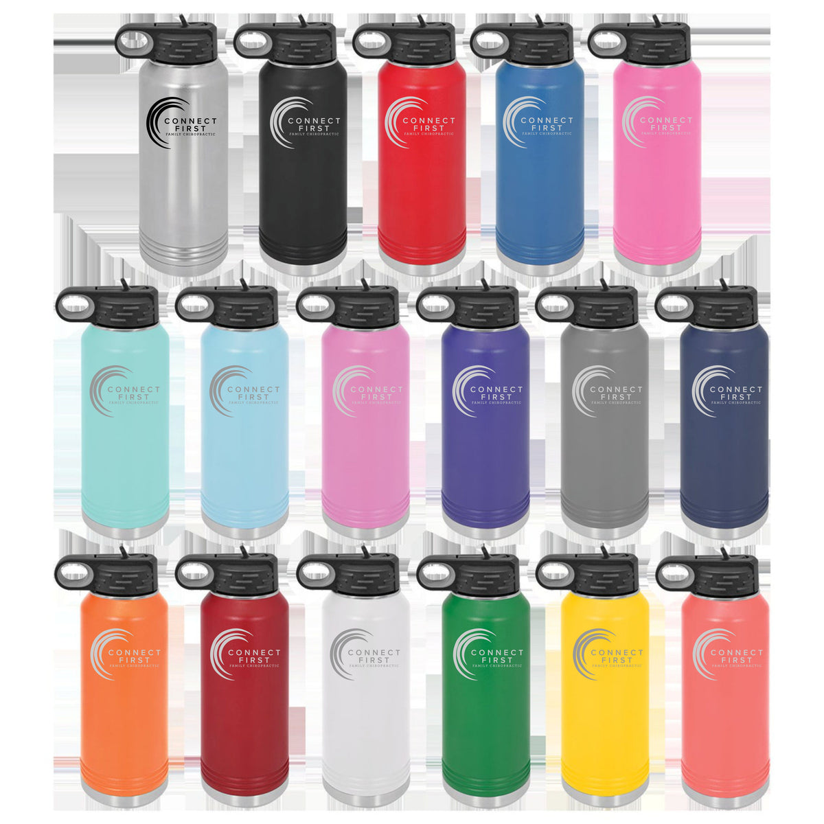 Connect First Chiropractic 32oz. Water Bottles - Powercall Sirens LLC