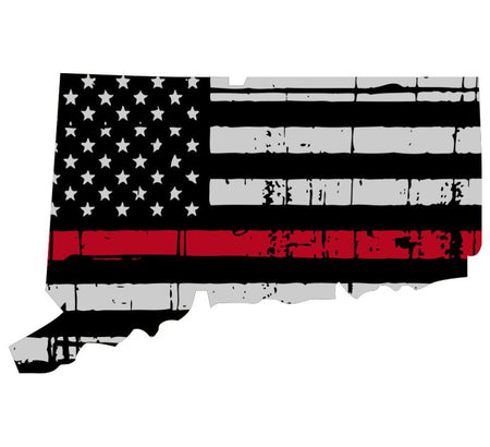 Connecticut Tattered Flag Red Line Decal
