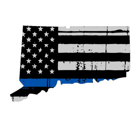Connecticut Tattered Flag Blue Line Decal