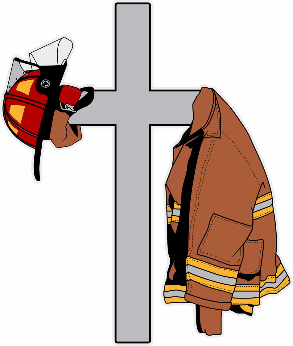 Firefighter Cross with Fire Gear Customer Decal