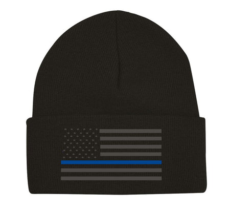 Thin blue line USA Flag Cuff Winter Hat