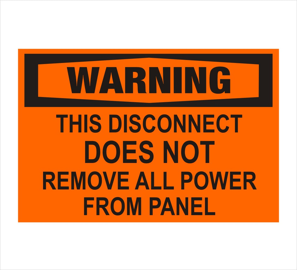 Does Not Remove All Power Warning Decal