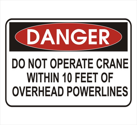 Do Not Operate Crane Near Powerlines Danger Decal