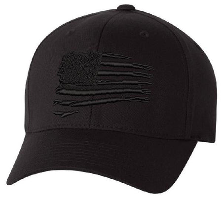 USA Distressed Flag Blackout Embroidered Hat - Powercall Sirens LLC