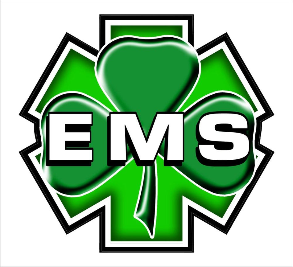 Green EMS Star With Shamrock Decal - Powercall Sirens LLC