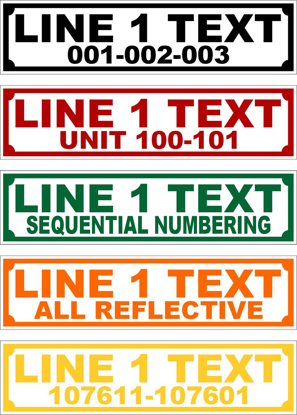 Sequential Outline Equipment Labels 1/2" x 2" - Powercall Sirens LLC