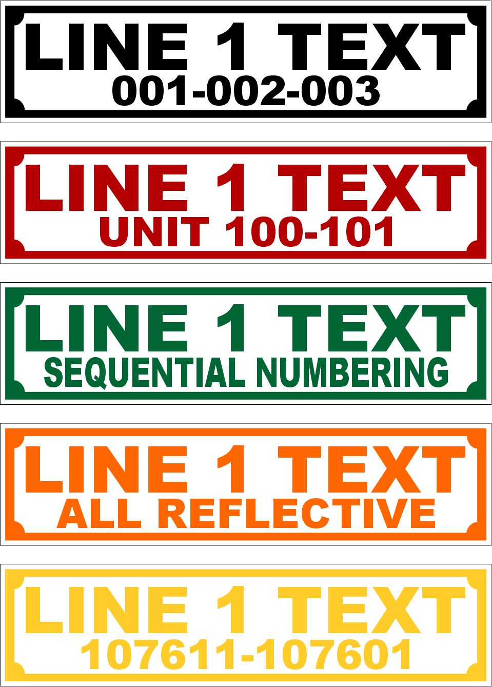 Sequential Larger Equipment Labels 3" x 0.75" - Powercall Sirens LLC