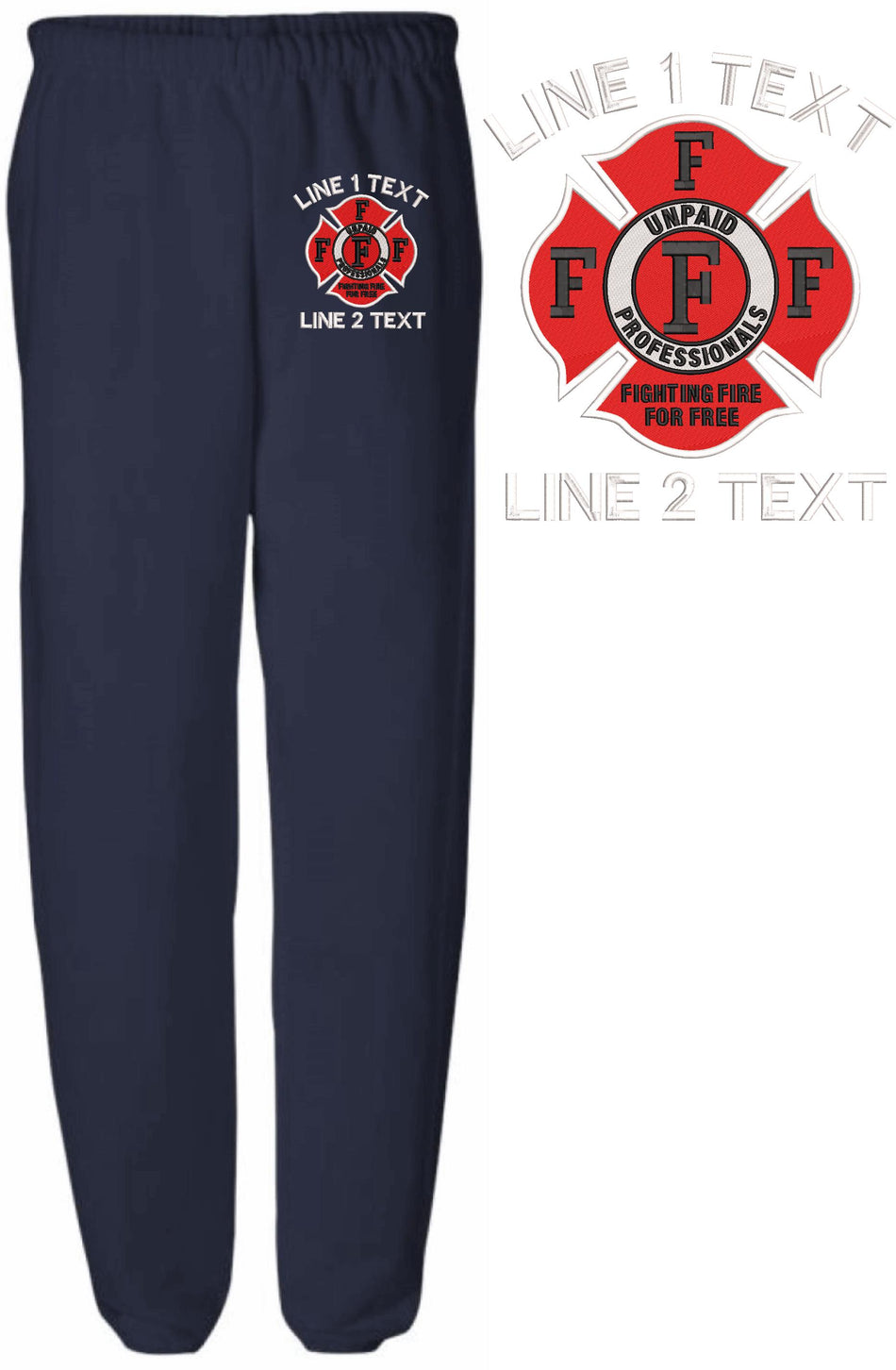 Fighting Fire for Free Embroidered Sweatpants - Powercall Sirens LLC